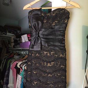 Verdict NWT black lace minidress with satin bow